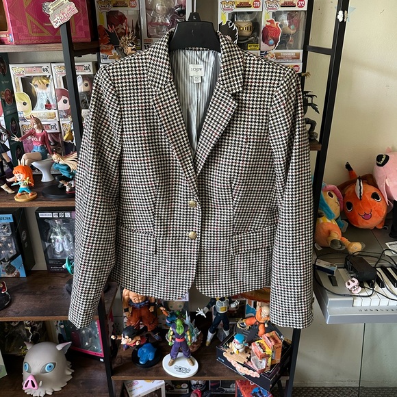 J. Crew Wool-Blend Schoolboy Blazer in Houndstooth Women's Size 10 - Picture 1 of 10